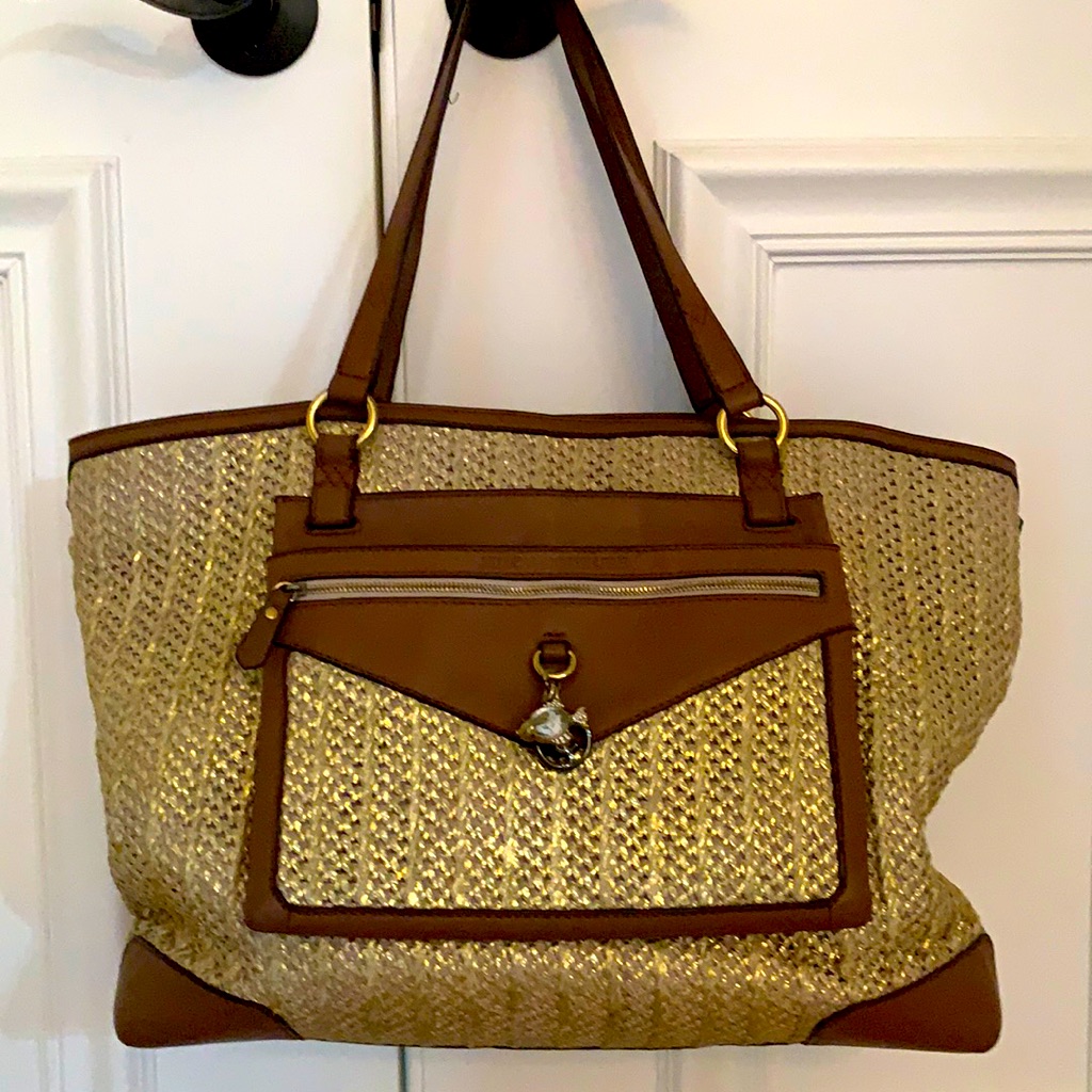 Juicy Couture Brown Leather/Gold Fabric Bag